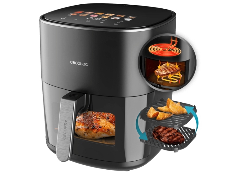 Cecotec Cecofry&Grill Duoheat 6500, Varmluftsfritös, 6,5 l, 40 ° C, 200 ° C, Single, Svart | Köksapparater - Köksmaskiner - Fritös | GameStuff