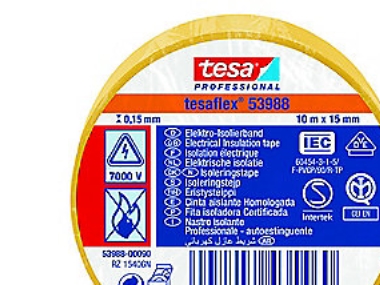 Pvc Isoleringstape Gul - Tesaflex Vde/Iec Pvc 10Mx15mm