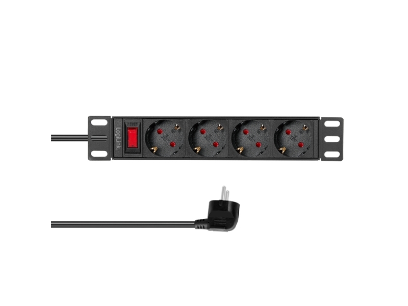 Logilink Pdu4b01, 1U, Horizontal/Vertikal, Aluminium, Schwarz, 4 Ac-Ausgänge, Typ F