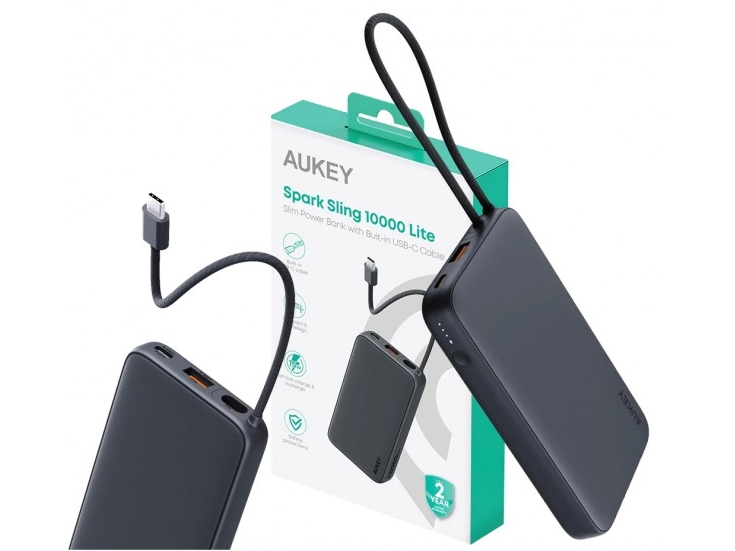 Aukey Spark Sling 20W Powerbank - Grå - 10000 mAh