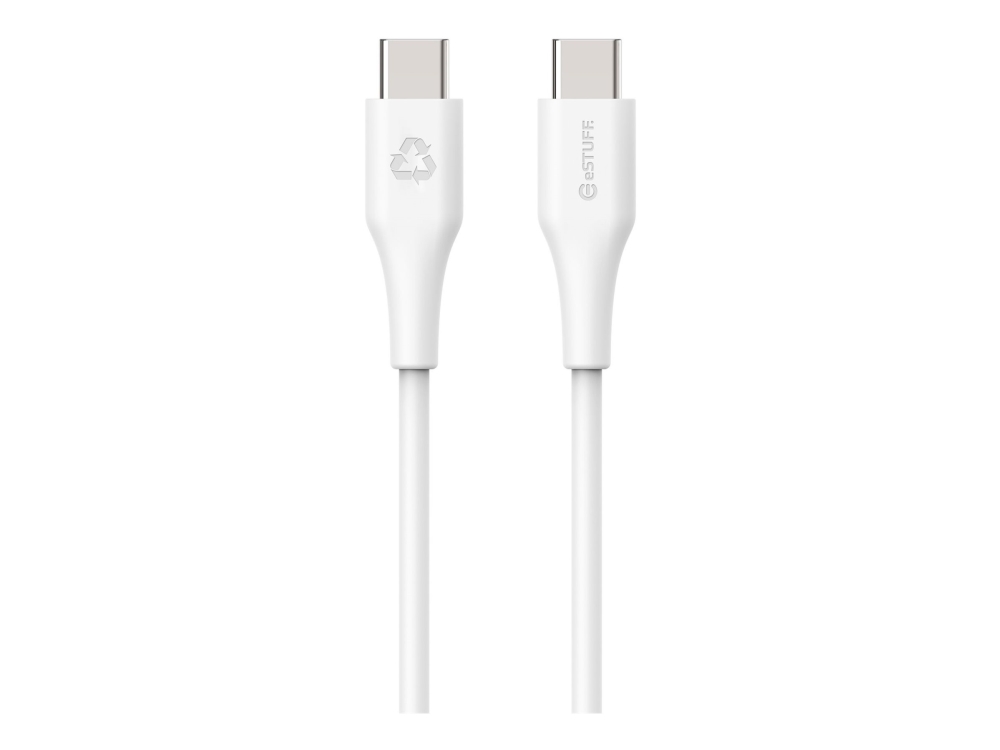 Estuff Infinite - Usb-Kabel - Usb-C (Han) Lige Til Usb-C (Han) Lige - Usb 2.0 - 1 M - Usb Power Delivery (60W), 100 % Genbrugt Plastik - Hvid