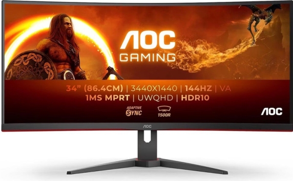 Aoc G2 Cu34g2xp, 86,4 Cm (34"), 3440 X 1440 Pixel, Ultrawide Quad Hd, Led, 1 Ms, Sort, Rød