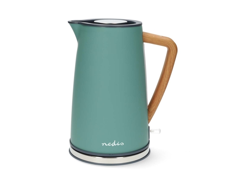 Nedis KAWK510EGN, 1,7 L, 2200 W, Vihreä, Terästä, Veden tason ilmaisin, Johdoton