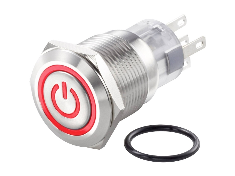 Tru Components Tc-Las1-Agq-11Zet/R/12V/S Festverdrahteter Taster 250 V/Ac 3 A 1 X Aus/Ein Klickend Rot Ip67 1 St