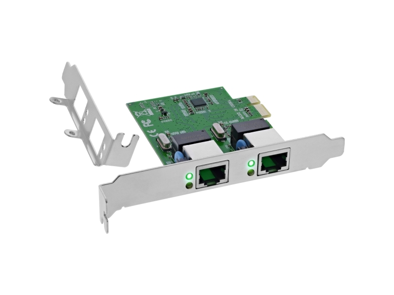 Inline Dual Gigabit-Netværkskort 2X Rj45 1Gb/S Pcie X1 Inkl. Beslag Til Lp-Slot (51128K)