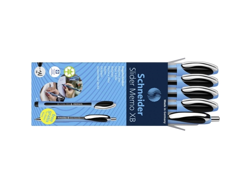 Schneider Schreibgeräte Etui 4X Memo + 1X Rave Schwarz 150245 Kuglepen Skrivemaskine: Sort 5 Stk