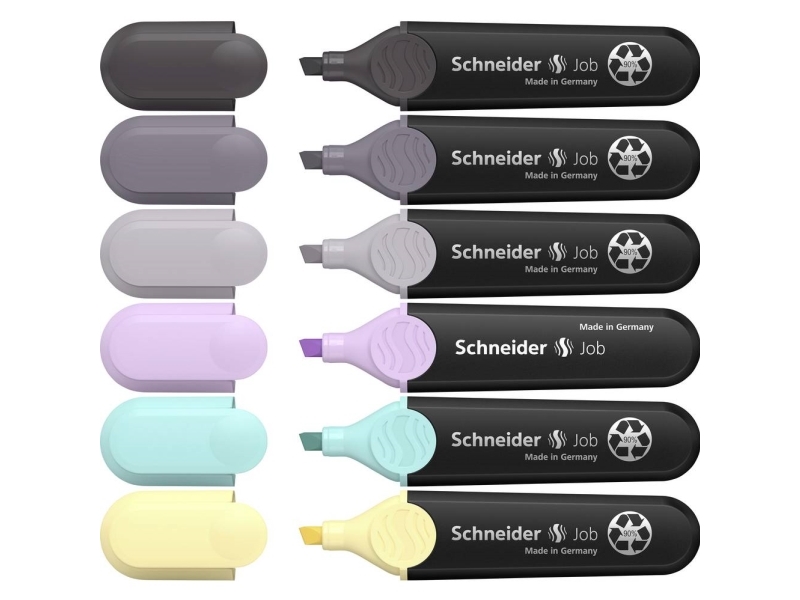 Schneider Job Pastel Grey Overstregningssæt, 1-5 Mm, 6 Stk, Æske Med Mærke, Blandede Farver