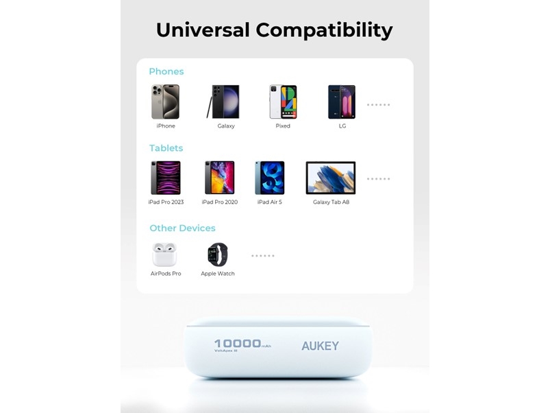 Aukey Powerbank Spark Mini 10000Mah 20W Usb-C/Usb-A Grau
