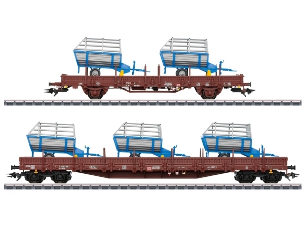 Märklin DB Freight Car Set Era VI, Järnvägsmodell, godsvagn, Monteringssats, HO (1:87), Two different design German Railroad, Inc. (DB AG) stake cars, Pojke/flicka, Blå, Brun, Grå | Hobby - Modelljärnväg - Skala H0 | GameStuff