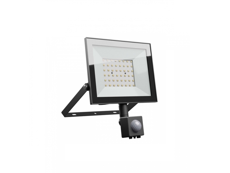 50W projektør med sensor - IP44, Sort, arbejdslampe, PIR sensor - Dæmpbar : Ikke dæmpbar, Kulør : Neutral