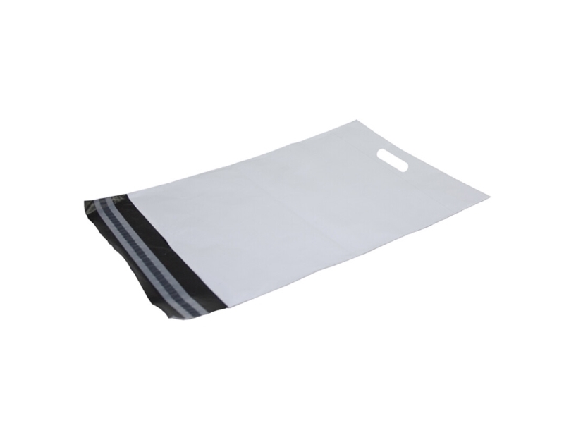 Forsendelsesposer PE 400x600 mm med enkel limlukning og håndtag/hank - fremstillet i 100% genbrugsmateriale - (100 stk.)