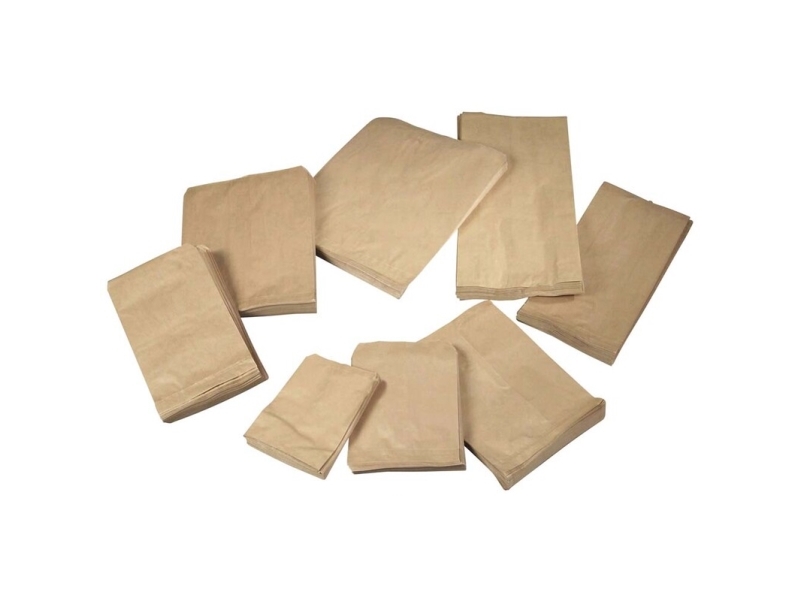 Bagerpose, 80 x 160 x 460 mm, flat bag Papir, brun, pakke a 500 stk Fødevaregodkendt