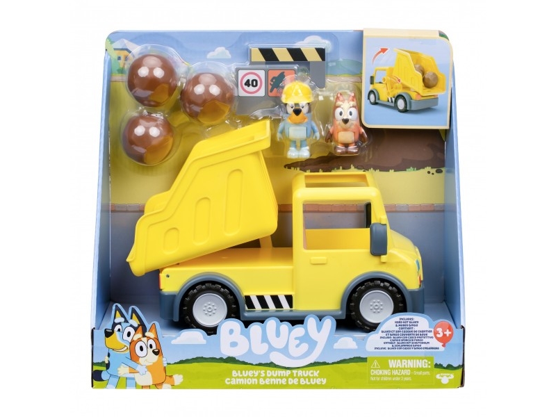 Blueys Tippvagn med exklusiva Hard-Hat Bluey och Muddy Bingo figurer | Leksaker - Bilar och andra fordon | GameStuff