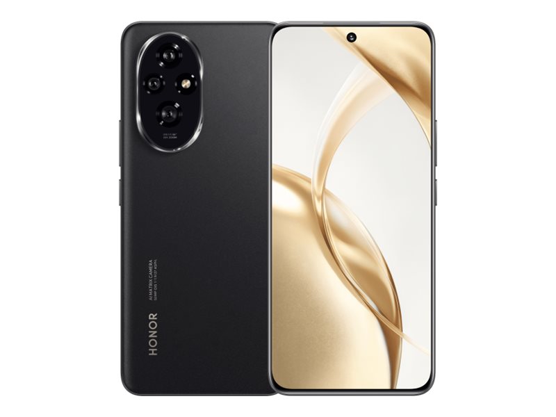 Honor 200 - 5G smartphone - dual-SIM - RAM 12 GB / Intern hukommelse 512 GB - OLED-skærm - 6.7 - 2664 x 1200 pixels (120 Hz) - 3x bagkamera 50 MP, 50 MP, 12 MP - front camera 50 MP - sort