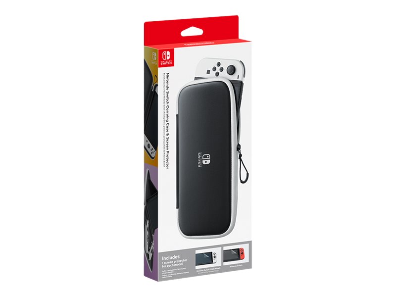 Nintendo Switch Oled Carrying Case & Screen Protector, Folio, Nintendo, Black, White, Polyester, Nintendo Switch Oled, Scratch Resistant, Shock Resis
