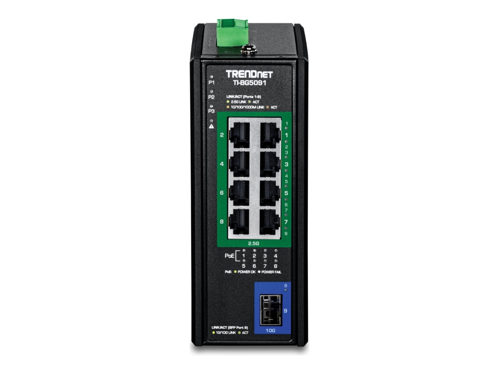 Trendnet Ti-Bg5091 - Version V1.0R - Switch - Industriel - 8 X 10/100/1000/2.5G (Poe++) + 1 X 1 Gigabit / 10 Gigabit Sfp+ - Din Monterbar På Skinne,