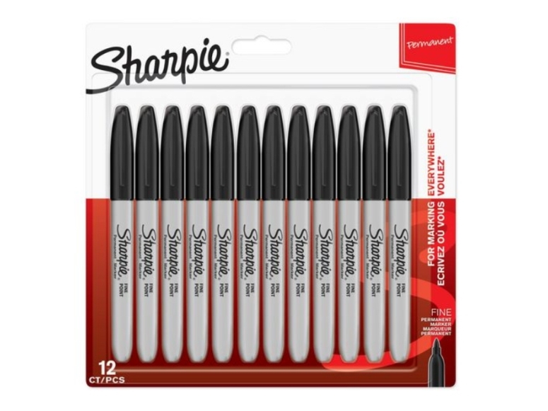Sharpie 1996111, Schwarz, Feine Spitze, 1 Mm, Keramik, Stoff, Leder, Papier, Kunststoff, 12 Stück(E)