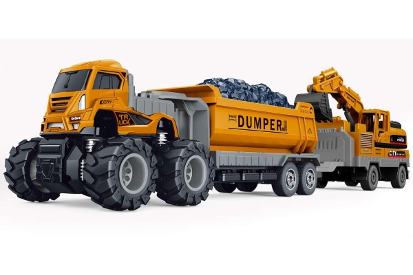 Die-cast dumper w/hangers, excavator & friction | Utomhusleksaker - El & Bensinfordon - ATV | GameStuff
