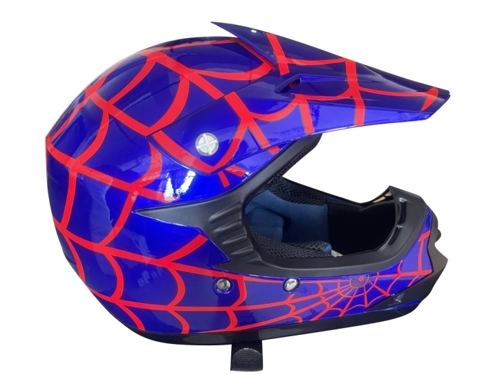 Kids Crosser-hjälm SpiderBlue storlek XL (ny modell) | Utomhusleksaker - Gå / Löpande fordon - Hjälmar | GameStuff