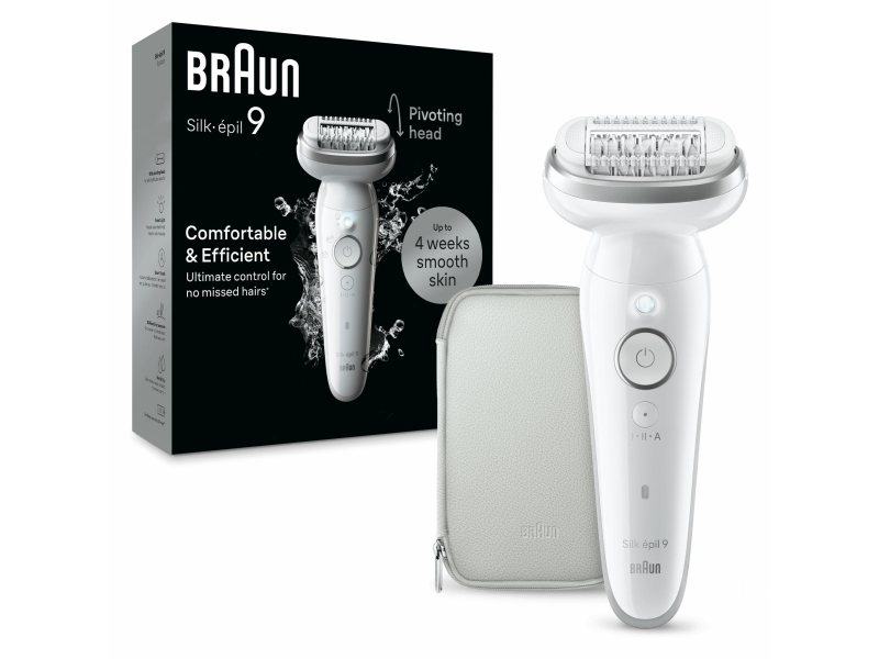 Braun Silk-épil 9 9-011, Silver, White, 40 tweezers, MicroGrip, 0.5 mm, Battery, Built-in battery | Epilatorer | GameStuff