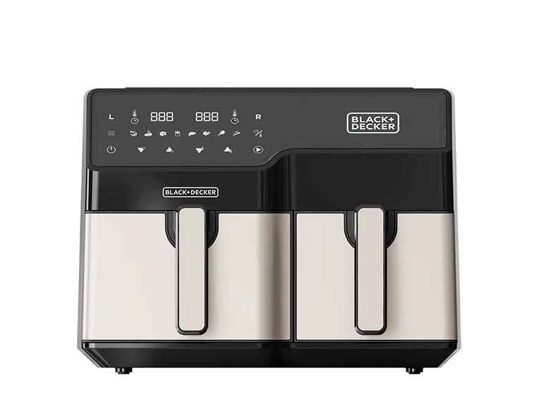 Black & Decker BXAF9000E, Varmluftsteger, 9 L, 80 °C, 200 °C, 60 min., Dobbelt