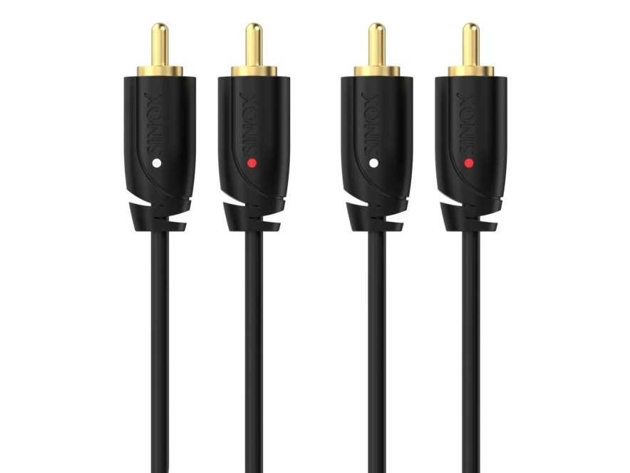 Sinox SXA04201, 2 x RCA, hankontakt, 2 x RCA, hankontakt, 1 m, Svart | Datortillbehör - Kablar & adaptrar - Ljudkablar | GameStuff