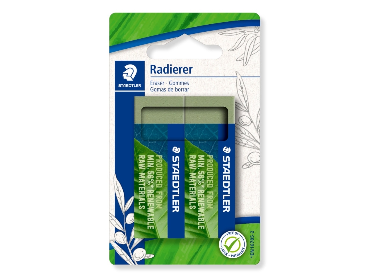 Staedtler 526 80BK2, Grön, 23 mm, 13 mm, 65 mm, Blåsa, 2 styck | Skrivredskap - Korrigeringsprodukter - Suddgummi | GameStuff