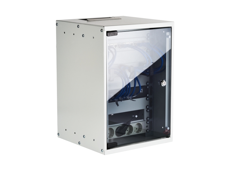 Efb Elektronik Wgb-1009Gr.30-Set1, Wandmontiertes Regal, 9U, 30 Kg, Sperrschloss, Grau