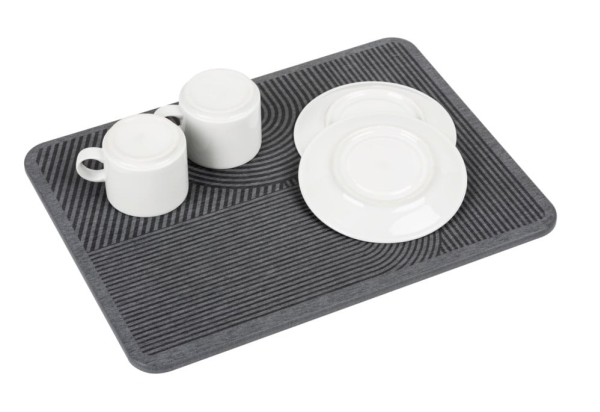 Wenko Damon, Drainer, Mat, Freestanding, Cookware, Cutlery, Dishware, Drinkware, Grey, Rectangle