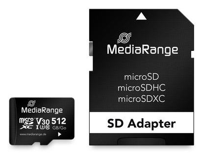 Mediarange Sd Microsd Karte 512Gb Uhs-1 Cl.10 Inkl. Adapter