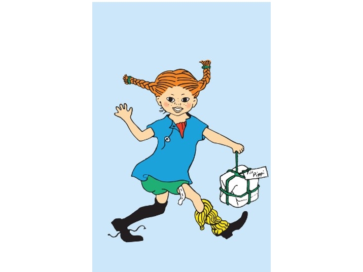 Pippi Langstrumpf - Glückwunschkarte Mit Kuvert - Blau