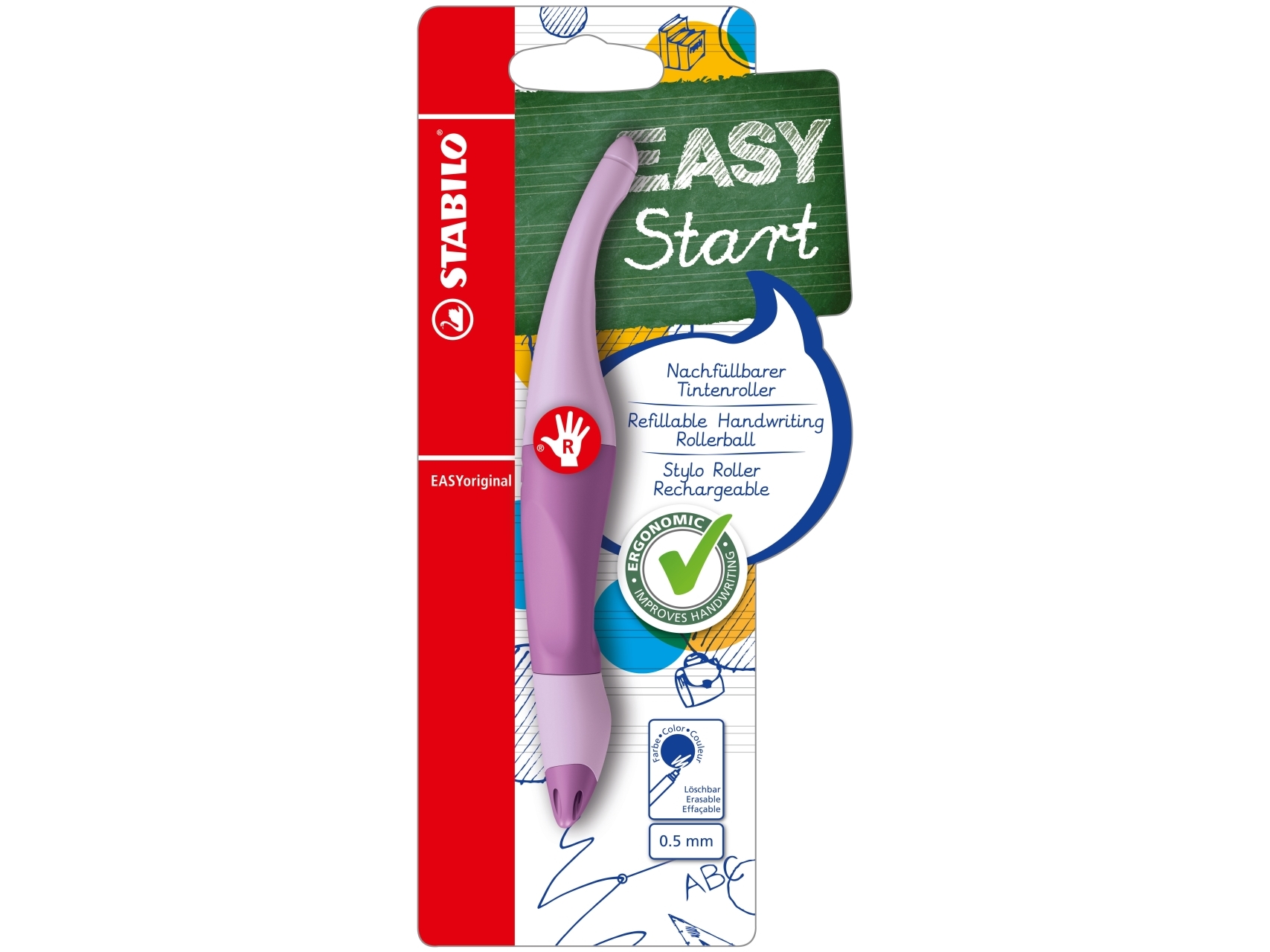 STABILO EASYoriginal, Stiftpenna, lila, Blå, 0,5 mm, Medium, Högerhänt | Skrivredskap - Blyertspennor & pencils - Stift | GameStuff