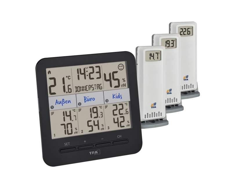 TFA Dostmann KLIMA@HOME 2 radiotermometer/hygrometer svart (30.3075.01) | Trädgården - Trädgårdstillbehör - Väderstationer & termometrar | GameStuff
