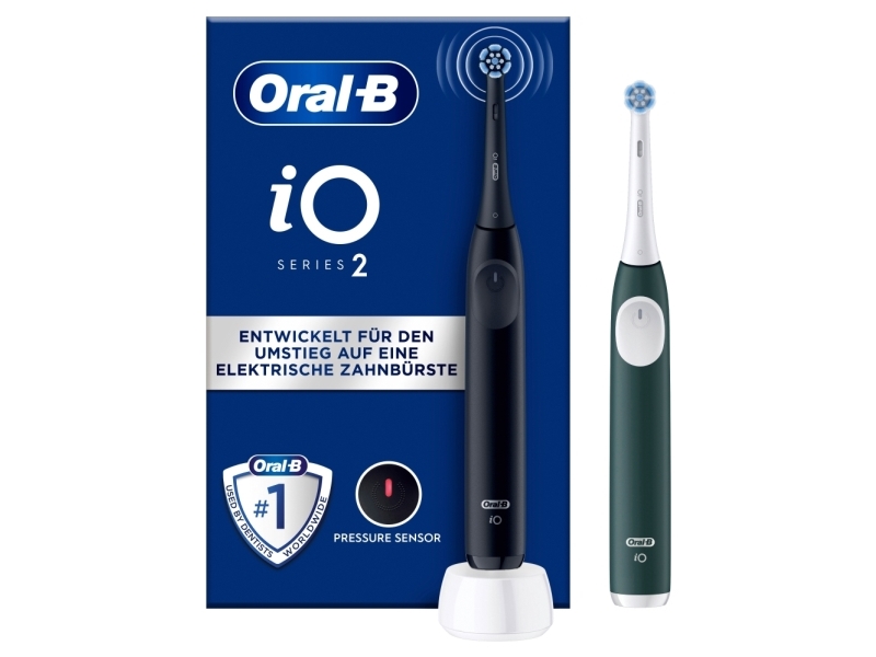Oral-B Io Series 2, Voksen, Vibrerende Tandbørste, Daglig Pleje, Sensitiv, Super Sensitive, Sort, Grøn, 2 Min, Rund