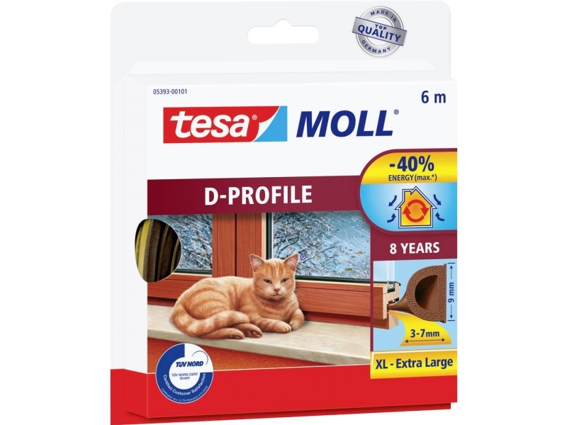 tesa D-Profil 05393-00101-01 tätningstejp tesamoll® brun (L x B) 6 m x 9 mm | Färg & Tillbehör - Spackelprodukter - Specialprodukter | GameStuff