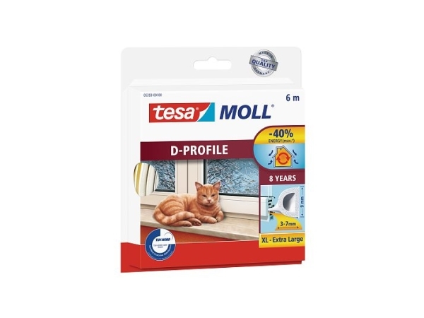 Tesa 05393–00110–00, Dør, Vindue, Rammeløs, Above Door, Above Window, Side Door, Sidevindue, Under Dør, Under Window, Hvid, Gummi, 25 M
