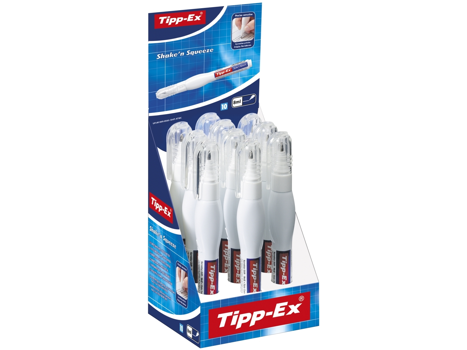 Tipp-Ex Shaken Squeeze korrigeringspennor - 8 ml, 10 st. i kartong - (10 st.) | Skrivredskap - Korrigeringsprodukter - Korrigeringsroller | GameStuff