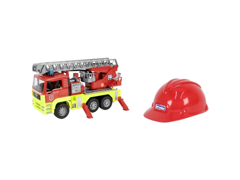 Bruder Man Tga Fire Engine With Water Pump, L&S And Helmet Toy