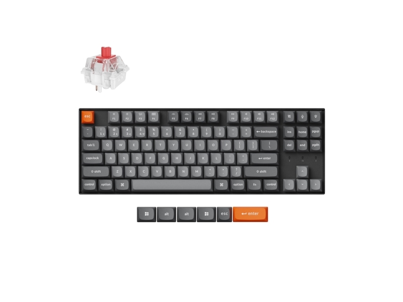 Keychron K8 Max, 80%, Kabel & Trådløs, Usb + Rf Wireless + Bluetooth, Mekanisk, Rgb Led, Sort