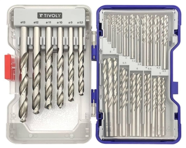 Grąžtas Tivoly Metalo Grąžtų Rinkinys 100Vnt./Kpl. Hss Ø1-13 Mm, 118° "Skilimo Taškas", Šlifuoti.