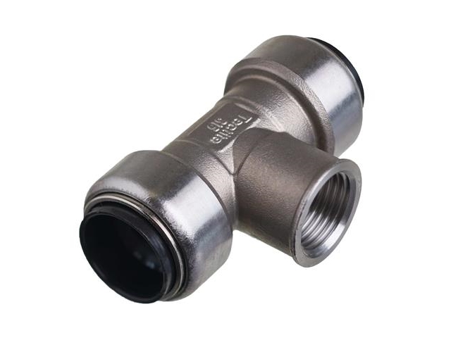 Roth rustfri indstiksfitting tee 22 mm x 3/4 x 22 mm