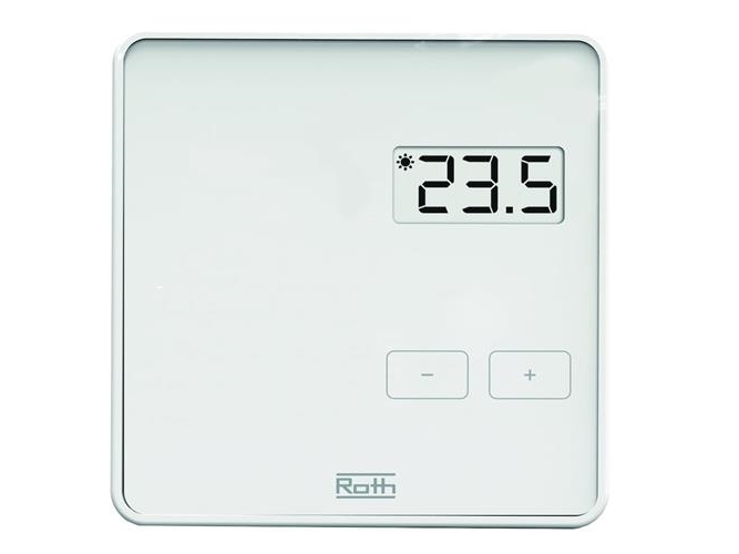 Roth Project Raumthermostat Mit Übersichtlichem Display In Weiß, In Verbindung Mit Der Project Steuereinheit. 80X80x22