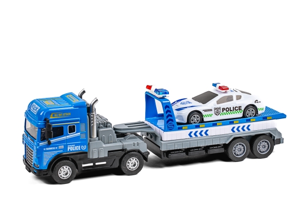 KLX Trykstøbt lastbil med bøjle, politibil, lys og lyd (534680)
