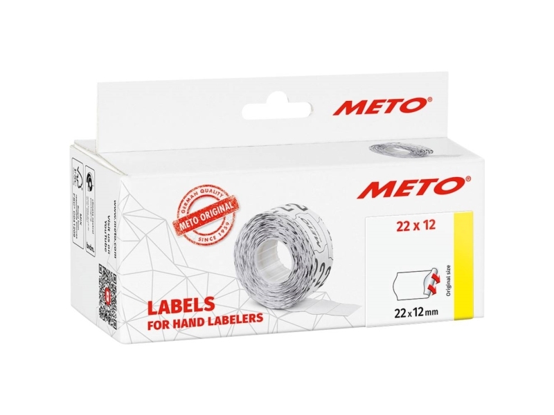 Meto Permanente Prisetiketter Professionelle Meto Prisetiketter 22X12 Mm Med Permanent Klæb. Egnet Til De Fleste Prismærkepistoler. Til Præcis Og Hol