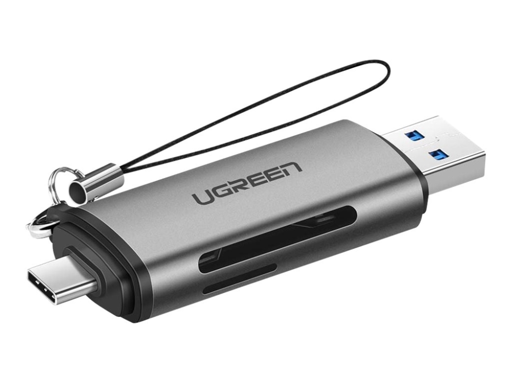 Ugreen - Kortlæser - 2-I-1 (Microsd, Microsdhc, Microsdxc, Mmc, Rs-Mmc, Sd, Sdhc, Sdxc) - Usb 3.0/Usb-C