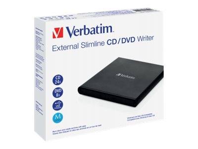 Verbatim External Slimline Cd/Dvd Writer, Schwarz, Ablage, Horizontal, Notebook, Dvd±Rw, Usb 2.0