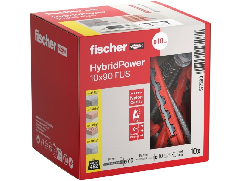Fischer 577390 HybridPower Raw-tulppasarja 90 mm 10 kpl 10 kpl