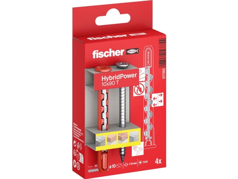 Fischer 577393 Hybridpower Rawplugsæt 90 Mm 4 Stk