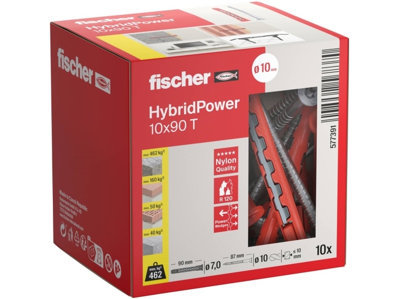 Fischer 577391 HybridPower Raw-tulppasarja 90 mm 10 kpl 10 kpl