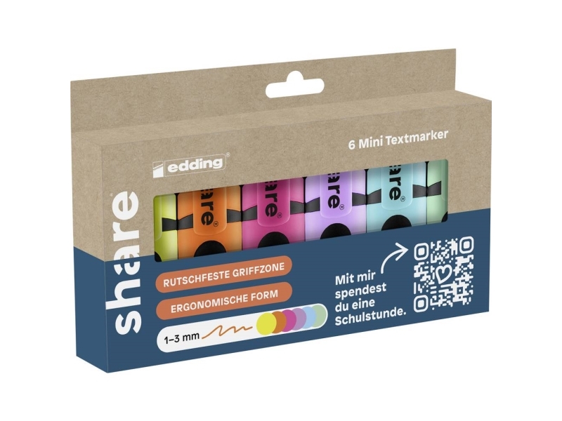 share Tekstmarker 4-0021-6-1000 Neongul, Neon-orange, Neonpink, Pastelviolet, Pastelblå, Pastelgrøn 1 mm, 3 mm 1 stk